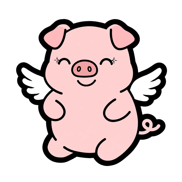 PigWings Cartoons flying pig sticker